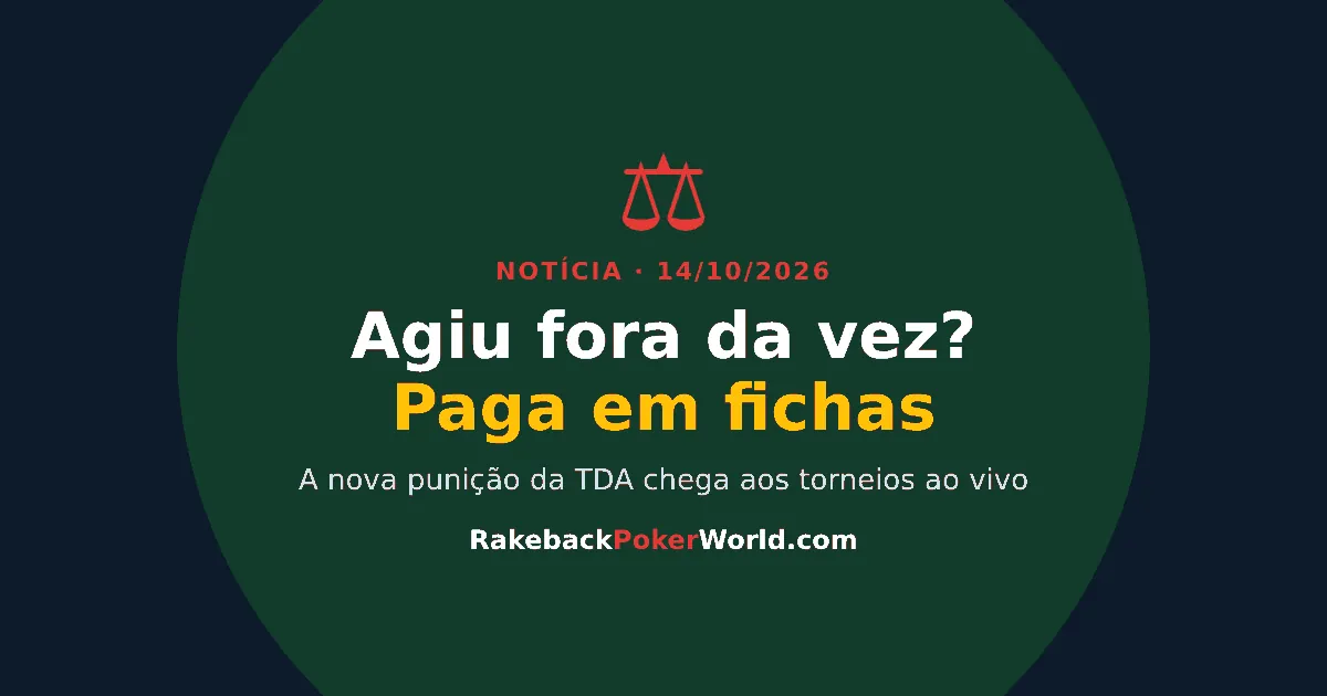 Capa: agiu fora da vez? Paga em fichas: a nova punição da TDA nos torneios de poker ao vivo