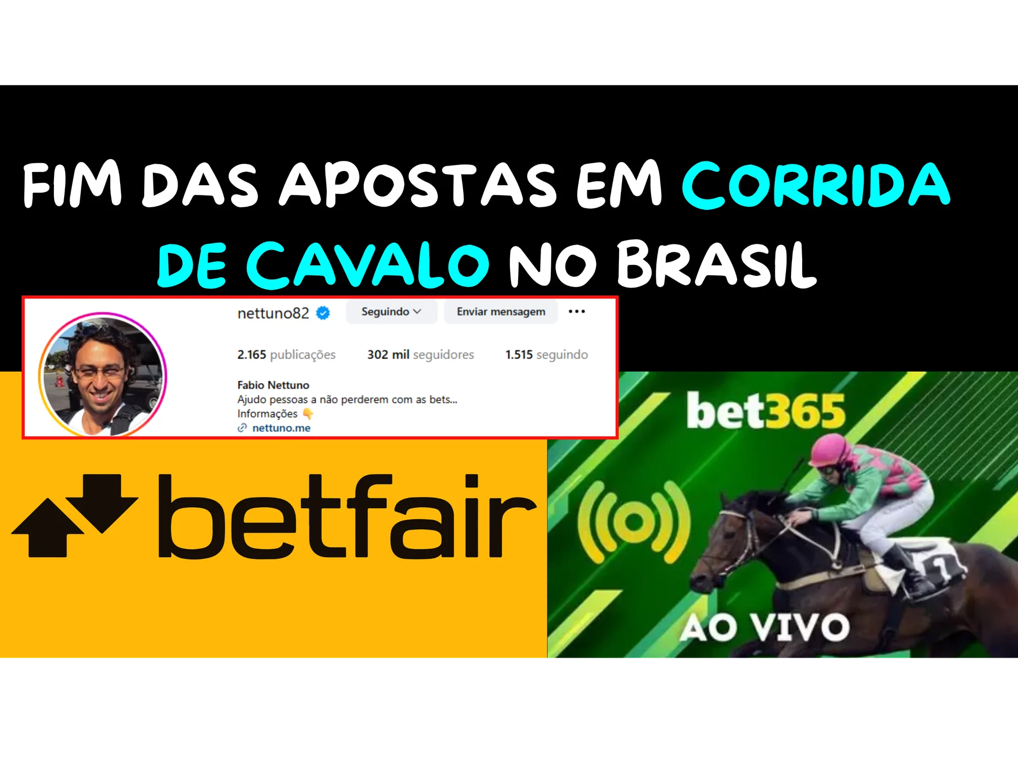 Capa: Betfair suspende apostas em corridas de cavalos após a regulamentação, e Netuno desabafa