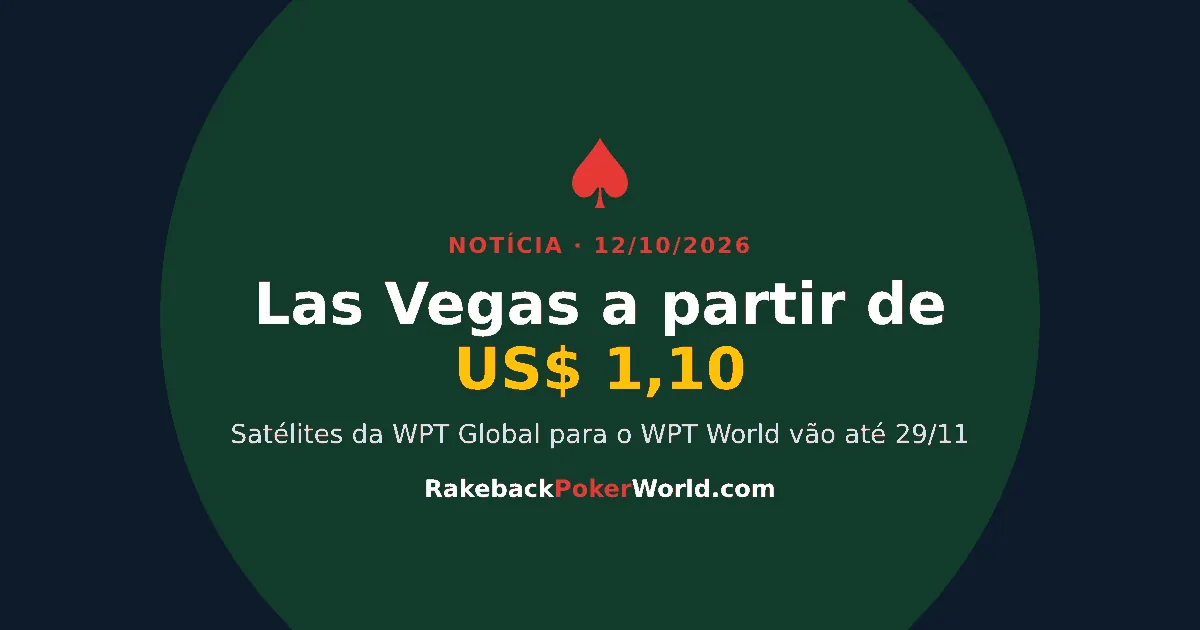 Capa: satélites da WPT Global para o WPT World Championship a partir de US$ 1,10