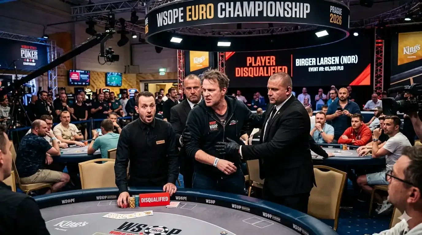 Birger Larsen sendo desqualificado no WSOP Europe Praga 2026