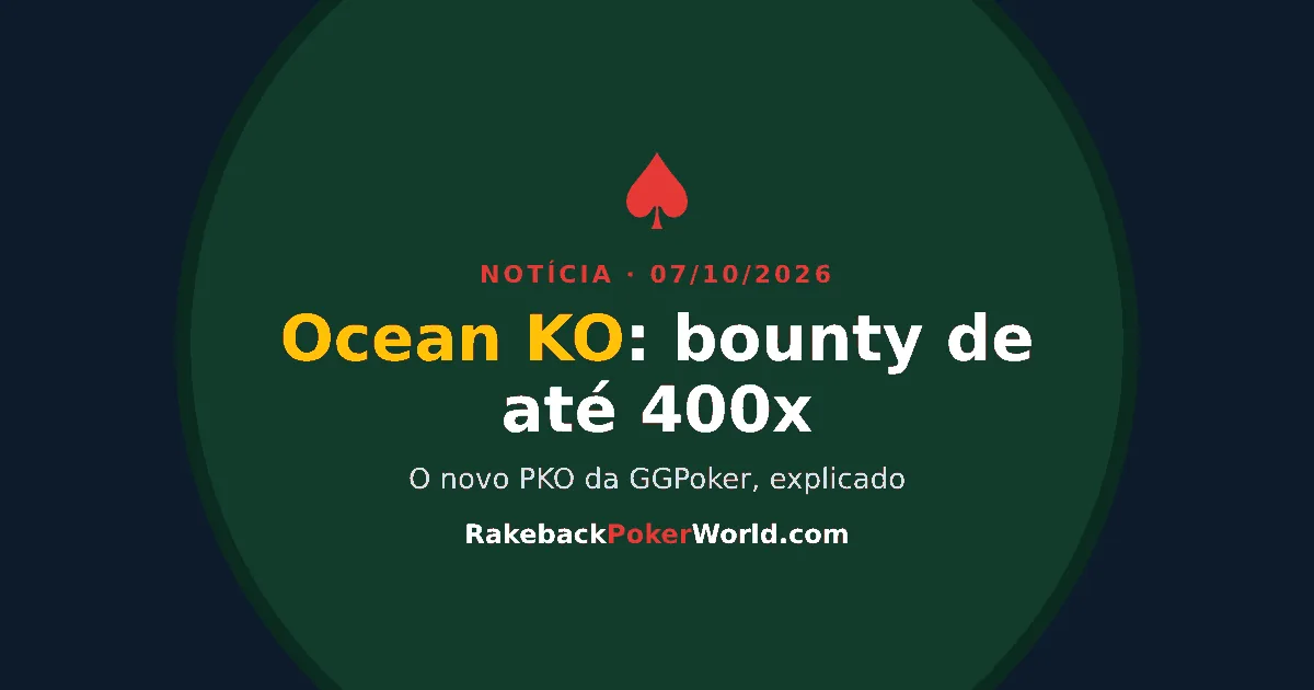 Capa sobre o Ocean KO da GGPoker, torneio PKO com bounties de até 400x