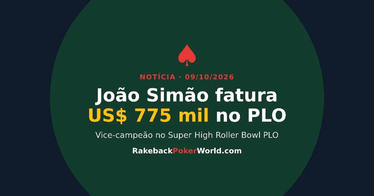 Capa: João Simão fatura US$ 775 mil como vice-campeão do Super High Roller Bowl PLO