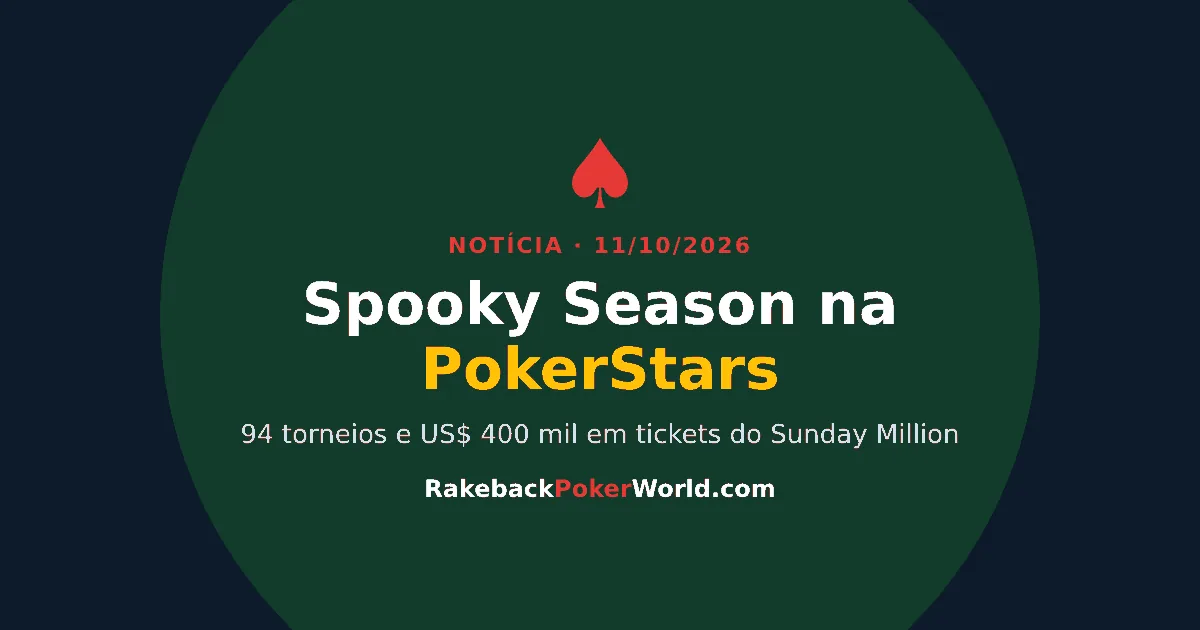 Capa: Spooky Season na PokerStars, com 94 torneios e US$ 400 mil em tickets do Sunday Million